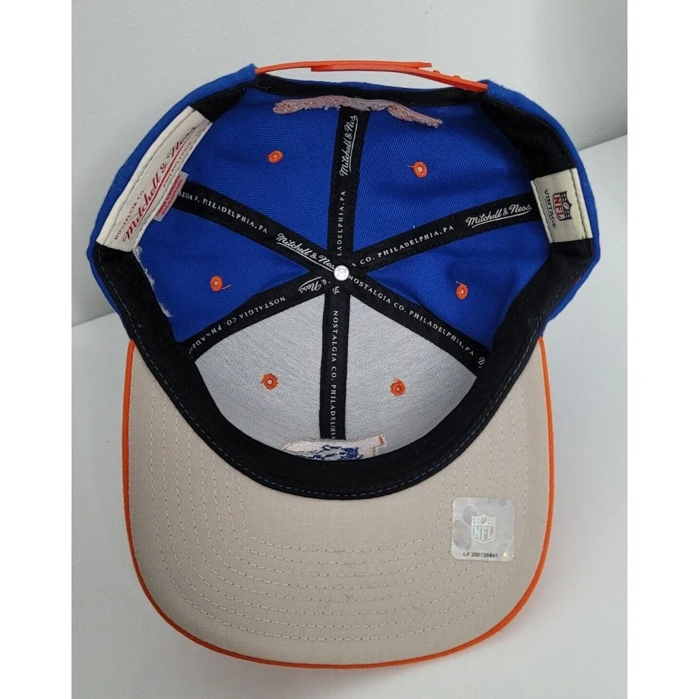 Denver Broncos Hat Cap Snap Back Blue Orange Mitchell & Ness NFL Team Logo Mens